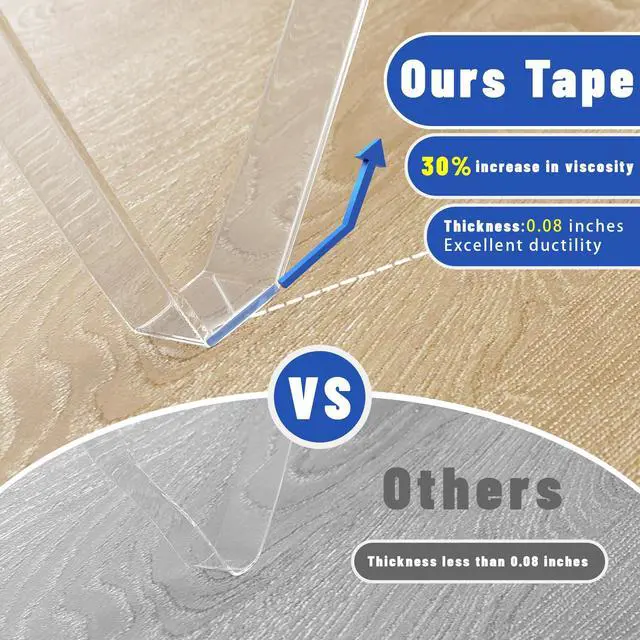 Alt view image 2 of 7 - Double-Sided Tape, 0.08Inch Thick Heavy Duty Enhanced Transparent Adhesion Tape. 2 Rolls Reusable Mounting Tape, Nano Tape for Poster Carpet Picture Hanging Strip Rug Wall Outdoor (20FT)