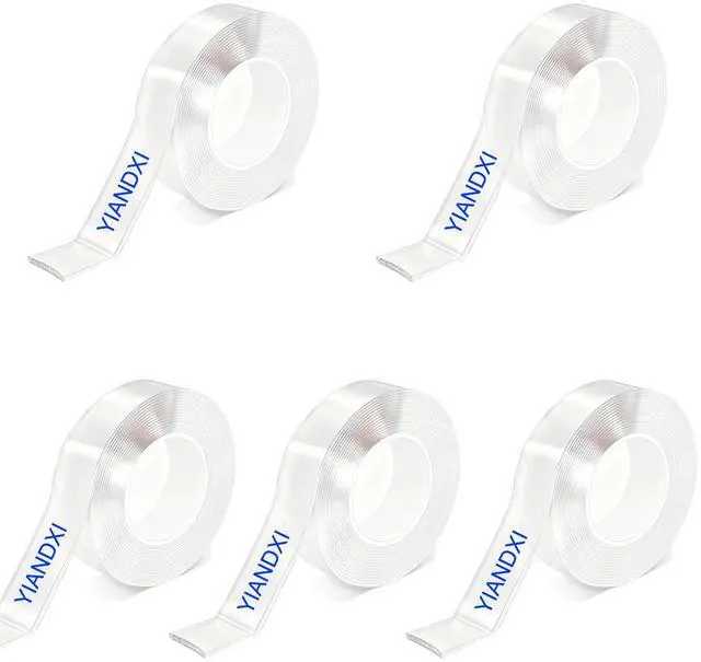 Main image of Nano Double Sided Tape, 5 Rolls x 9.8ft Transparent, Traceless & Washable Adhesive Tape, Reusable Strong Grip for Carpets, Photo Walls & Home Decor