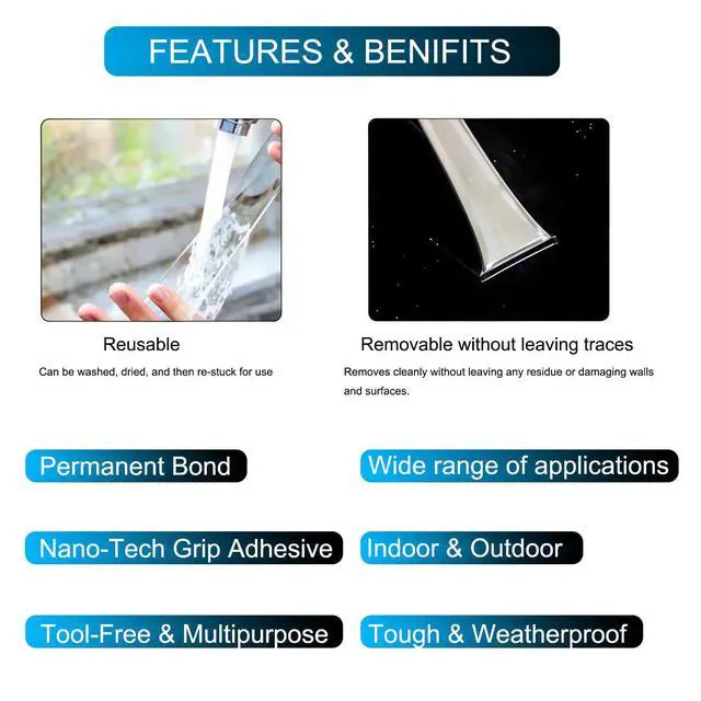 Alt view image 5 of 7 - Nano Double Sided Tape, 5 Rolls x 9.8ft Transparent, Traceless & Washable Adhesive Tape, Reusable Strong Grip for Carpets, Photo Walls & Home Decor