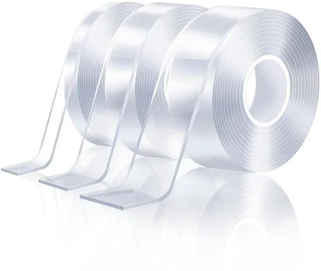 Main image of Clear Heavy Duty Double Sided Tape for Walls(Total 30FT),3 Rolls Strong Mounting Tape,Removable Two Sided Nano Tape for Picture Hanging Multifunctional DIY Adhesive Tape (0.4inch+0.8inch+1.2inch)