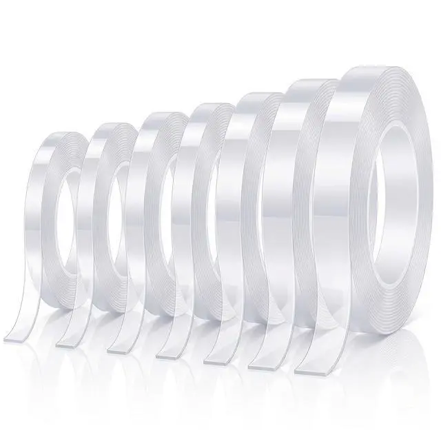Main image of Thin Double Sided Tape, 7 Rolls Clear Nano Tape Kit in Multi-Sizes