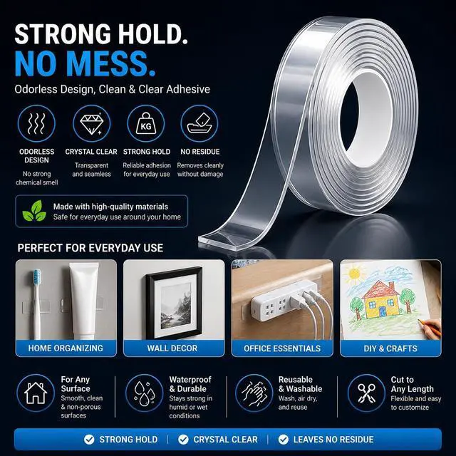 Alt view image 6 of 7 - Nano Double Sided Tape, Removable Reusable Mounting Tape