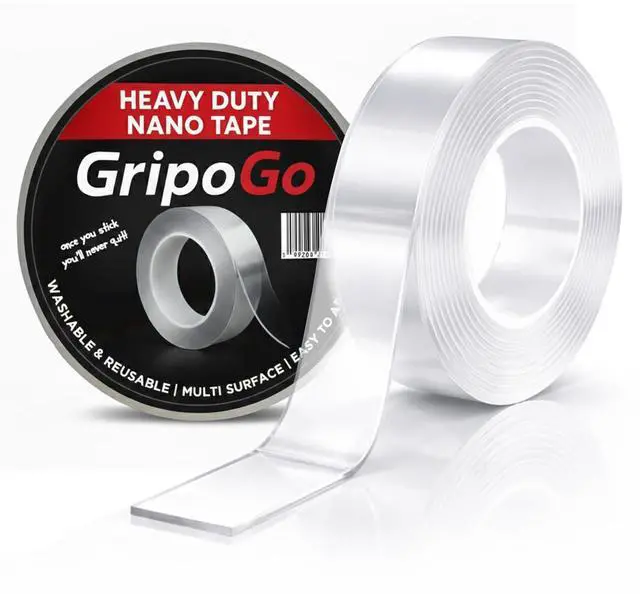 Main image of Double Sided Tape Heavy Duty, Clear Double Sided Mounting Tape, Nano Tape, Double Sided Adhesive Tape, Washable, Reusable & Traceless for Multi-Surface Use, Rug Grip, Wall & DIY Projects (Pack of 1)