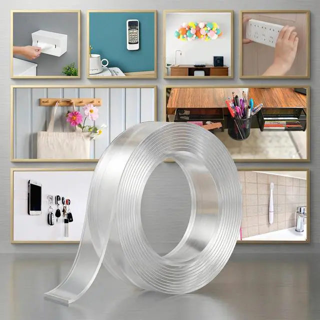 Alt view image 6 of 7 - Double Sided Tape Heavy Duty, Clear Double Sided Mounting Tape, Nano Tape, Double Sided Adhesive Tape, Washable, Reusable & Traceless for Multi-Surface Use, Rug Grip, Wall & DIY Projects (Pack of 1)