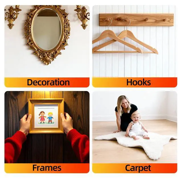 Alt view image 5 of 6 - Double Sided Tape Heavy Duty - 240" x 1" & 0.5" - Removable Nano Tape for Poster Carpet Picture Hanging Strip Rug Wall Outdoor - Clear & Strong Adhesive Multipurpose Mounting Tape