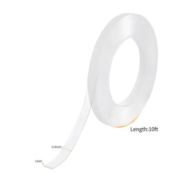 Alt view image 2 of 5 - Strong Double Sided Mounting Tape, Heavy Duty Adhesive Tape, Clear Removable Tape for Home, Office, DIY - Multipurpose, Strong Hold, Damage-Free Wall Hanging Strips(0.4in, 10ft)