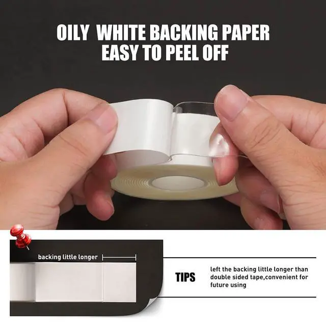 Alt view image 5 of 6 - Double Sided Tape Heavy Duty - 1/2 in 10 Ft Acrylic Sticky Mounting Tape Clear Removable Strong Two Sided Adhesive for Sign/Photo/Poster/Picture Mount(Pack of 1 Roll)
