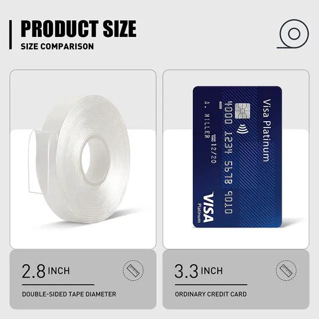 Alt view image 6 of 6 - Double Sided Tape Heavy Duty - 1/2 in 10 Ft Acrylic Sticky Mounting Tape Clear Removable Strong Two Sided Adhesive for Sign/Photo/Poster/Picture Mount(Pack of 1 Roll)