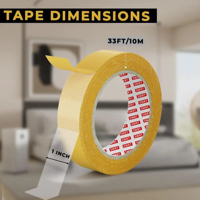 Alt view image 2 of 7 - Double Sided Fabric Tape 1" x 33FT Heavy Duty | Clear, No Residue, Strong Adhesion for Carpet, Crafts, Clothing, Outdoor & Indoor Use
