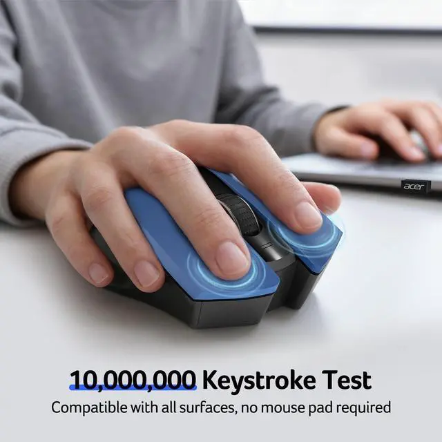 Alt view image 7 of 7 - Wireless Mouse for Laptop, 2.4GHz Computer Mouse 3 Adjustable DPI Office Cordless USB Mice with USBA Receiver, 6 Buttons, 1600 DPI, Medium to Large Sized Hands (Blue)
