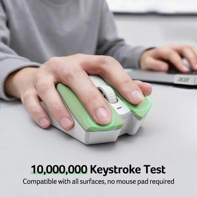 Alt view image 7 of 7 - Wireless Mouse for Laptop, 2.4GHz Computer Mouse 3 Adjustable DPI Office Cordless USB Mice with USBA Receiver, 6 Buttons, 1600 DPI, Medium to Large Sized Hands (Green)