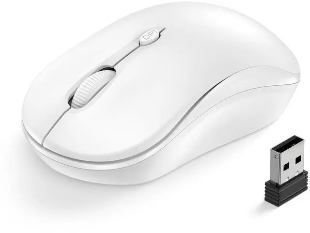 Main image of Wireless Mouse for Laptop, 2.4GHz Computer Mouse for Work, 12-Month Battery Life, 3 Adjustable DPI 800/ 1200/ 1600, Office Cordless USB Mice with USB A Receiver for PC, Laptop, Desktop, Mac -White