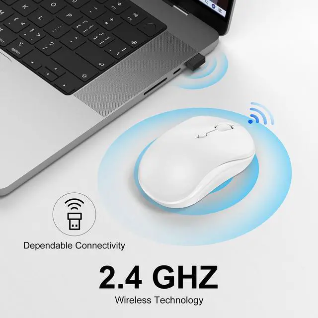 Alt view image 2 of 7 - Wireless Mouse for Laptop, 2.4GHz Computer Mouse for Work, 12-Month Battery Life, 3 Adjustable DPI 800/ 1200/ 1600, Office Cordless USB Mice with USB A Receiver for PC, Laptop, Desktop, Mac -White