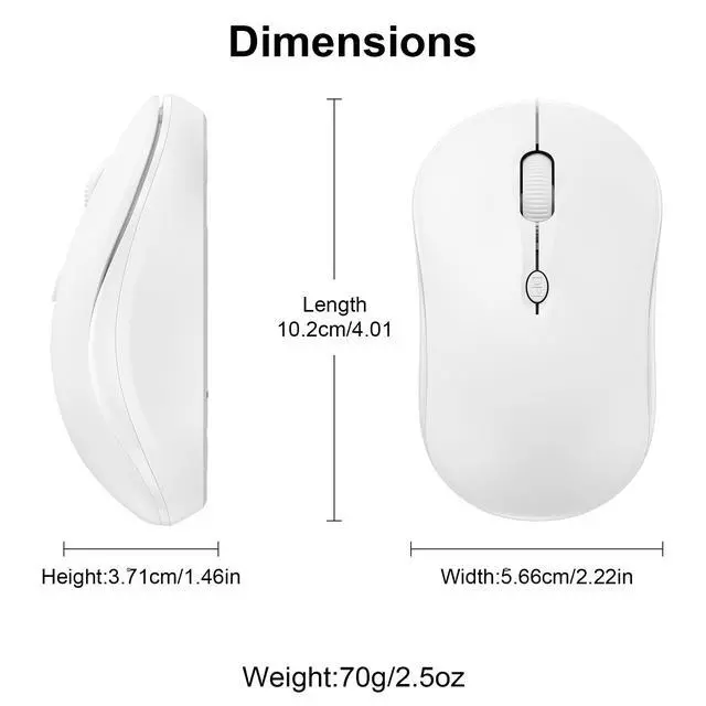 Alt view image 5 of 7 - Wireless Mouse for Laptop, 2.4GHz Computer Mouse for Work, 12-Month Battery Life, 3 Adjustable DPI 800/ 1200/ 1600, Office Cordless USB Mice with USB A Receiver for PC, Laptop, Desktop, Mac -White