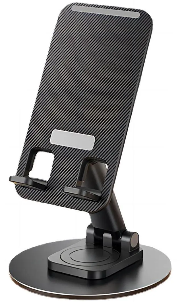 Main image of Cell Phone Stand, Adjustable Phone Holder 360° Rotation Fully Foldable Desktop Dock Compatible with iPhone 16 15 14 13 Pro Max Android Smartphone E-Reader Tablets (Black)