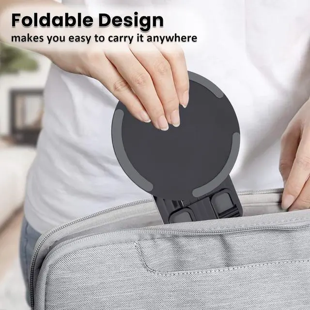Alt view image 6 of 7 - Cell Phone Stand, Adjustable Phone Holder 360° Rotation Fully Foldable Desktop Dock Compatible with iPhone 16 15 14 13 Pro Max Android Smartphone E-Reader Tablets (Black)