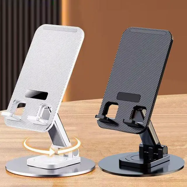 Main image of Cell Phone Stand 2 Pack,Angle Height Adjustable Cell Phone Holder for Desk,Foldable Desktop Phone Holder Cradle Dock with Silicon Pad Compatible with All Mobile Phones (Black + White)