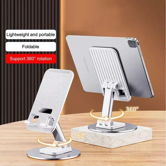 Alt view image 3 of 7 - Cell Phone Stand 2 Pack,Angle Height Adjustable Cell Phone Holder for Desk,Foldable Desktop Phone Holder Cradle Dock with Silicon Pad Compatible with All Mobile Phones (Black + White)