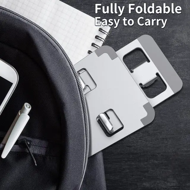 Alt view image 2 of 5 - Foldable Cell Phone Stand, Angle Height Adjustable Desktop Holder, Universal, Compatible with iPhone, Samsung, Switch and All Smartphones, Silver