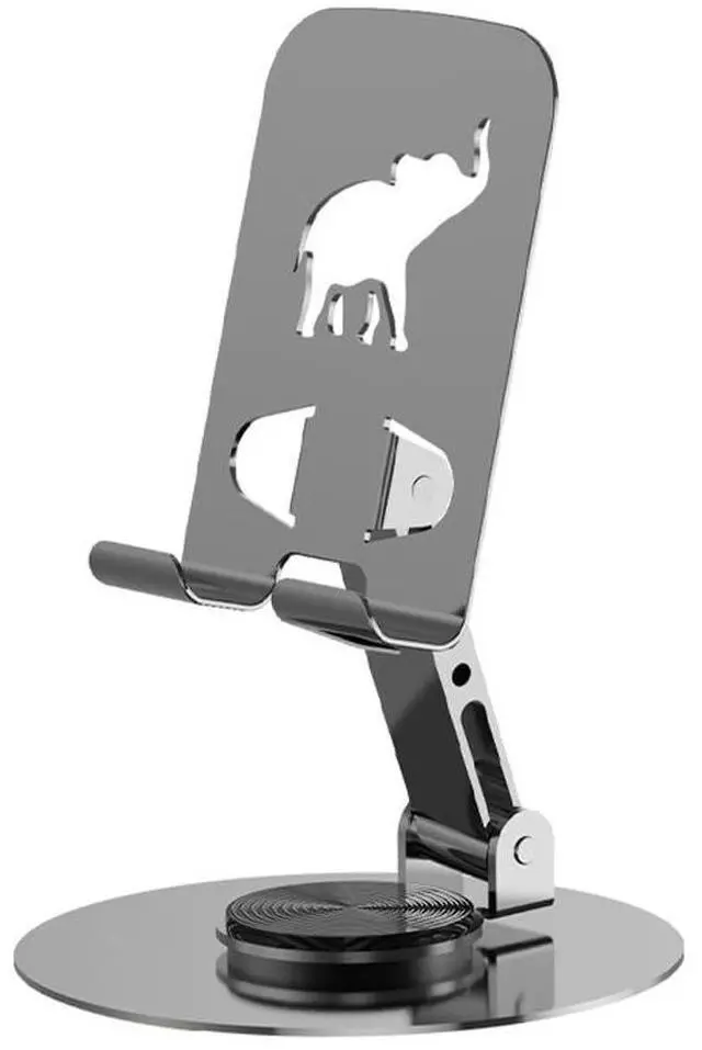 Main image of 360-Degree Desk Phone Holder Rotatable Cell Phone Holder, Foldable Carbon Steel Tablet Stand for All Mobile Phones, iPhone, iPad