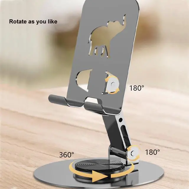 Alt view image 2 of 6 - 360-Degree Desk Phone Holder Rotatable Cell Phone Holder, Foldable Carbon Steel Tablet Stand for All Mobile Phones, iPhone, iPad