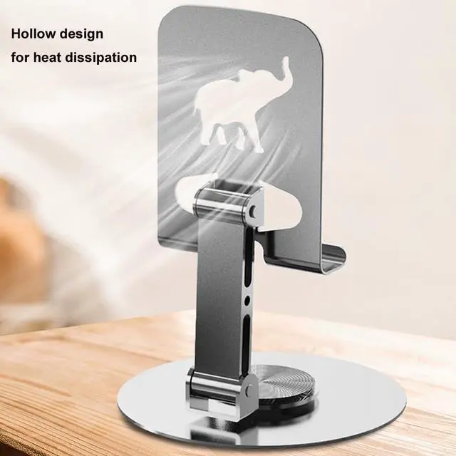 Alt view image 4 of 6 - 360-Degree Desk Phone Holder Rotatable Cell Phone Holder, Foldable Carbon Steel Tablet Stand for All Mobile Phones, iPhone, iPad