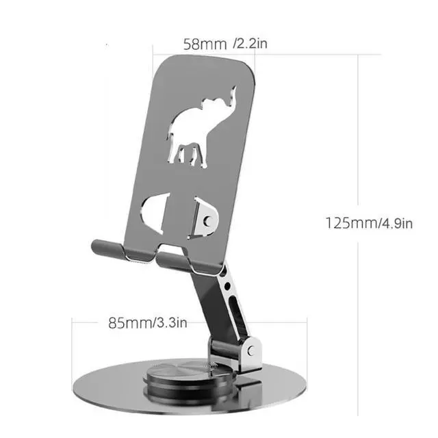Alt view image 5 of 6 - 360-Degree Desk Phone Holder Rotatable Cell Phone Holder, Foldable Carbon Steel Tablet Stand for All Mobile Phones, iPhone, iPad