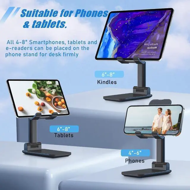 Alt view image 5 of 7 - Adjustable Cell Phone Stand,Phone Stand,Mobile Phone Holder,iPhone Holder for Desk,Cell Phone Holder Portable Cellphone Cradle Desktop Dock Stand for Smart Phones,iPad Tablet and E-Reader
