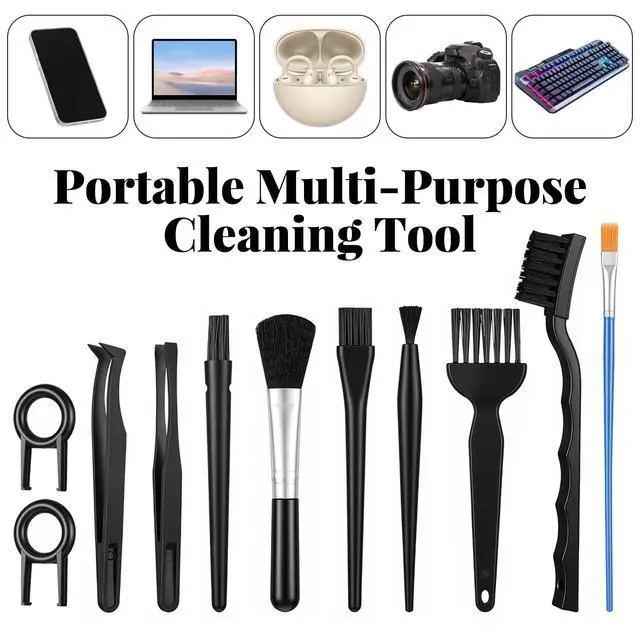 Alt view image 3 of 7 - 11 Pcs Mini Keyboard Cleaning Brushes Kit, Mini Anti Static Brush with Keycap Puller Tweezers, Dust Cleaning Brushes for Electronic Devices Computer Motherboard Fans Camera Small Space