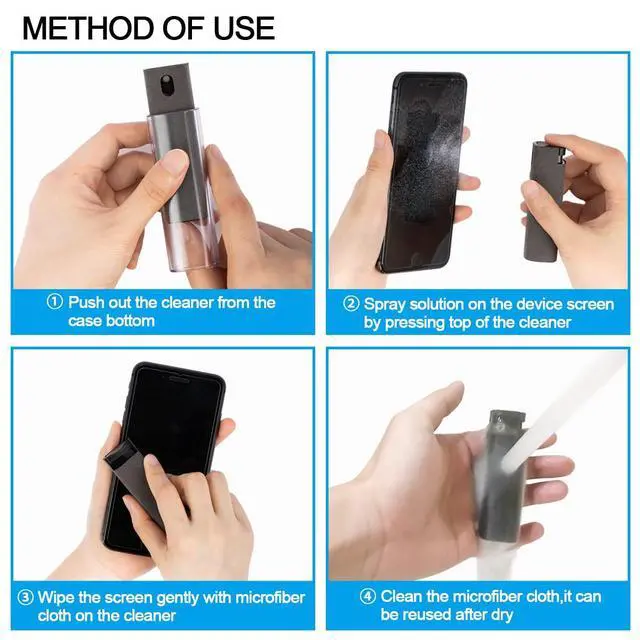 Alt view image 4 of 6 - Screen Cleaner Touchscreen Mist Spray, Cleaning Kit for Electronic Smart Phone TV, Laptop, Tablet, PC, Computer Monitor LCD Flat Screens, Eyeglasses, Compatible with iPhone iPad MacBook Pro