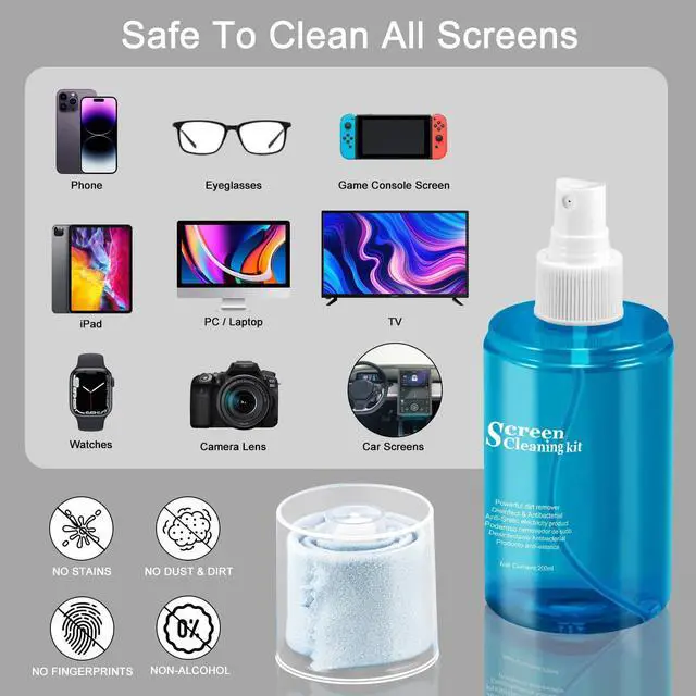 Alt view image 6 of 6 - Car Screen Cleaner Spray, TV Computer Laptop Touchscreen Mist Cleaning Kit Wipe for CD Disc DVD VCD, Electronic Cell Phone iPad iPhone MacBook Pro Tablet Monitor LCD LED Flat Screens