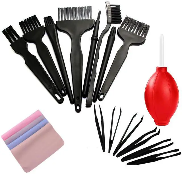 Main image of Small Anti Static ESD Safe Cleaning Dust Brush Kit for Phone Computer Keyboard Laptop Screen Camera Lens,ESD Precision Plastic Tweezers Set,Microfiber Cleaning Cloths,Air Blow Cleaner