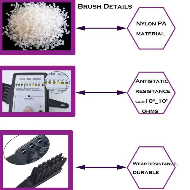 Alt view image 2 of 7 - Small Anti Static ESD Safe Cleaning Dust Brush Kit for Phone Computer Keyboard Laptop Screen Camera Lens,ESD Precision Plastic Tweezers Set,Microfiber Cleaning Cloths,Air Blow Cleaner