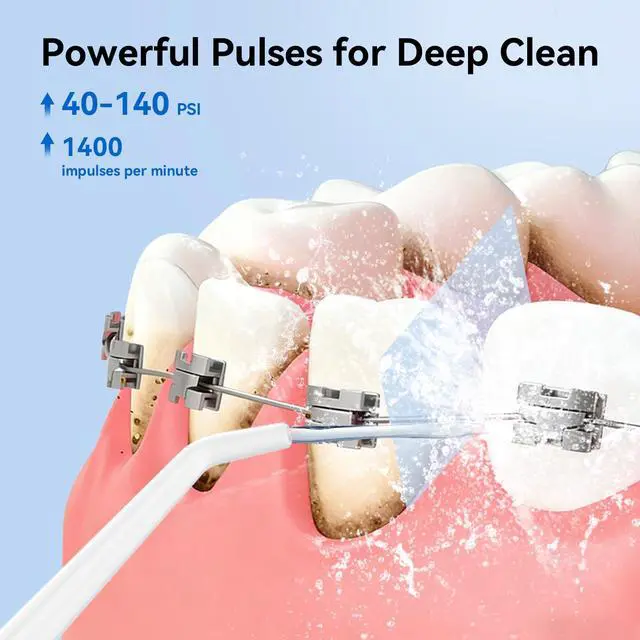 Alt view image 4 of 7 - Water Flosser for Teeth Cleaning: Cordless Portable Water Dental Pick, 4 Modes Rechargeable Oral Irrigator with 5 Nozzles, 300ML IPX7 Waterproof Electric Flossers for Braces, Travel & Home Use, White
