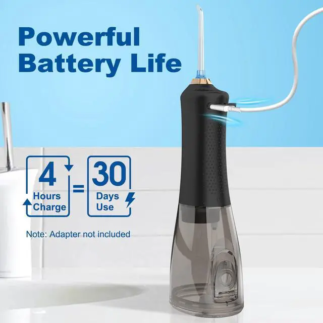 Alt view image 4 of 7 - Water Flossers for Teeth, 300ML Cordless Oral Irrigator Rechargeable Dental Flosser Picks with 5 Modes 5 Jet Tips,IPX7 Waterproof Teeth Cleaner for Braces Gum Care, Home Travel Use