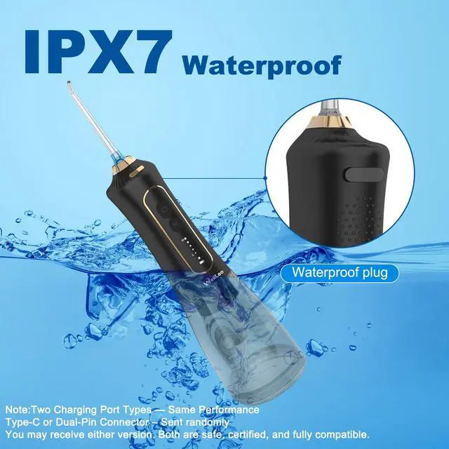 Alt view image 6 of 7 - Water Flossers for Teeth, 300ML Cordless Oral Irrigator Rechargeable Dental Flosser Picks with 5 Modes 5 Jet Tips,IPX7 Waterproof Teeth Cleaner for Braces Gum Care, Home Travel Use