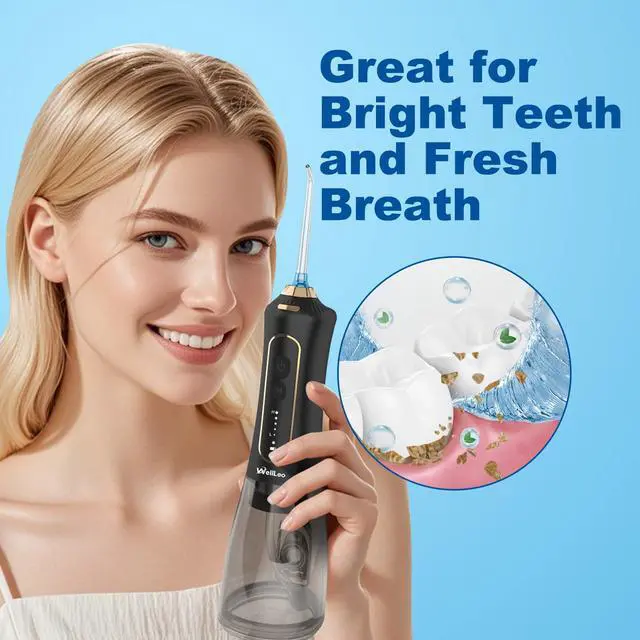 Alt view image 7 of 7 - Water Flossers for Teeth, 300ML Cordless Oral Irrigator Rechargeable Dental Flosser Picks with 5 Modes 5 Jet Tips,IPX7 Waterproof Teeth Cleaner for Braces Gum Care, Home Travel Use