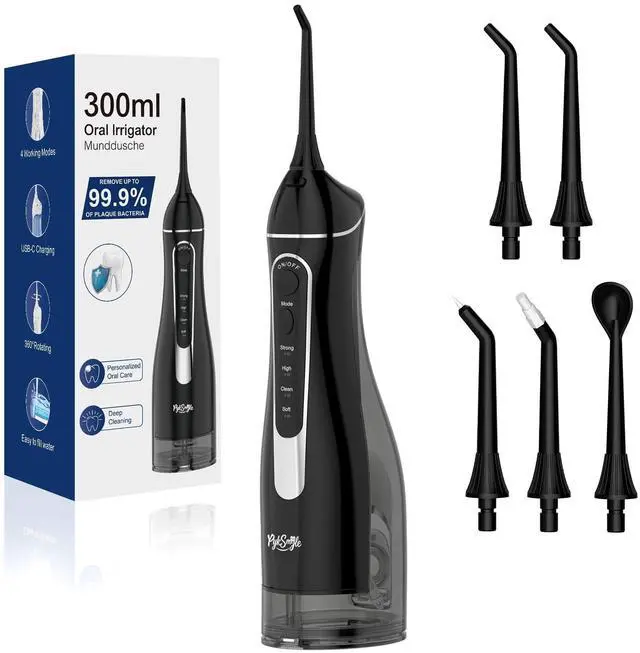 Main image of Water Flosser Teeth Pick, Cordless Dental Pick for Travel with 4 Modes & 5 Jet Tips, IPX7 Waterproof Portable & 300ML Larger Tank Rechargeable Oral Irrigator B