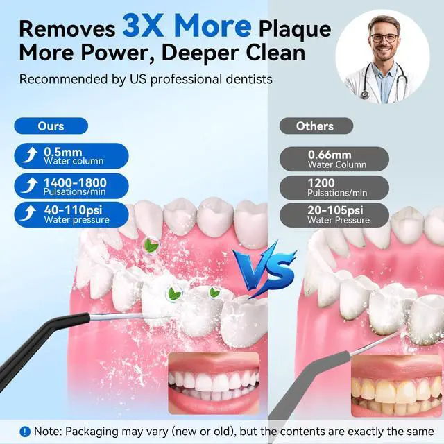 Alt view image 2 of 7 - Water Flosser Teeth Pick, Cordless Dental Pick for Travel with 4 Modes & 5 Jet Tips, IPX7 Waterproof Portable & 300ML Larger Tank Rechargeable Oral Irrigator B
