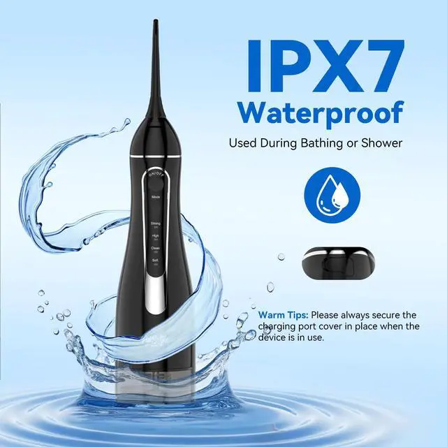 Alt view image 6 of 7 - Water Flosser Teeth Pick, Cordless Dental Pick for Travel with 4 Modes & 5 Jet Tips, IPX7 Waterproof Portable & 300ML Larger Tank Rechargeable Oral Irrigator B