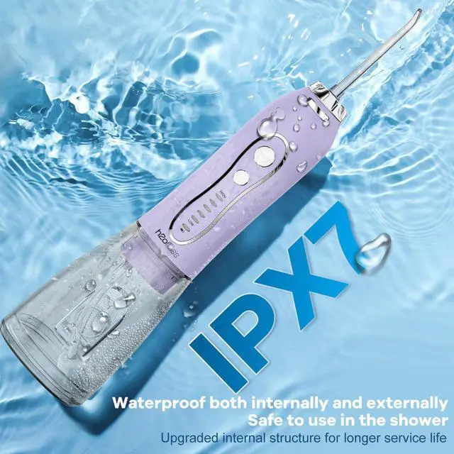 Alt view image 6 of 7 - Water Dental Flosser Teeth Pick, Cordless Portable Oral Irrigator 300ML Rechargeable Travel Irrigation Cleaner IPX7 Waterproof WaterFlosser for Home Travel Lavender