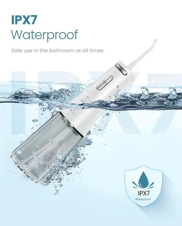 Alt view image 6 of 7 - Water Flosser Cordless Dental Water Jet with 4 Pressure Modes, 1500-2000 Pulses/Min, 300ML Tank, IPX7 Waterproof, Rechargeable Portable Oral Irrigator for Braces, Sensitive Gums & Travel