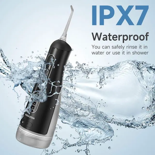Alt view image 5 of 7 - Water Flosser for Teeth with Detachable Washable Tank, 5 Modes Rechargeable Cordless Oral Irrigator, 300ml Portable Dental Flosser, IPX7 Waterproof for Home & Travel, Black