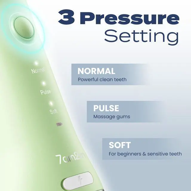 Alt view image 2 of 7 - Portable Cordless Water Flosser, Oral Irrigator with 3 Modes & 2 Tips, Fast Rechargeable, IPX7 Waterproof, Dental Water Flosser for Travel and Home Use (Light Green)