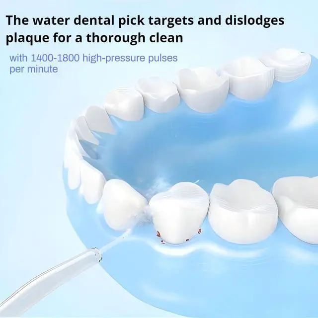 Alt view image 7 of 7 - Water Dental Flosser for Teeth, 230ML Detachable Tank Portable Cordless Oral Irrigator with 0.6mm Precision Water Column, 3 Modes & 4 Jet Tips, IPX7 Waterproof Rechargeable Dental Pick for Travel,Pink