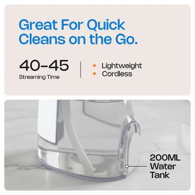 Alt view image 5 of 7 - Cordless Travel Water Flosser for Teeth - Portable Oral Irrigator Water Pick, 300ml Tank, 3 Modes, 4 Tips - IPX7 Waterproof Rechargeable Dental Cleaner for Braces & Sensitive Gums, White