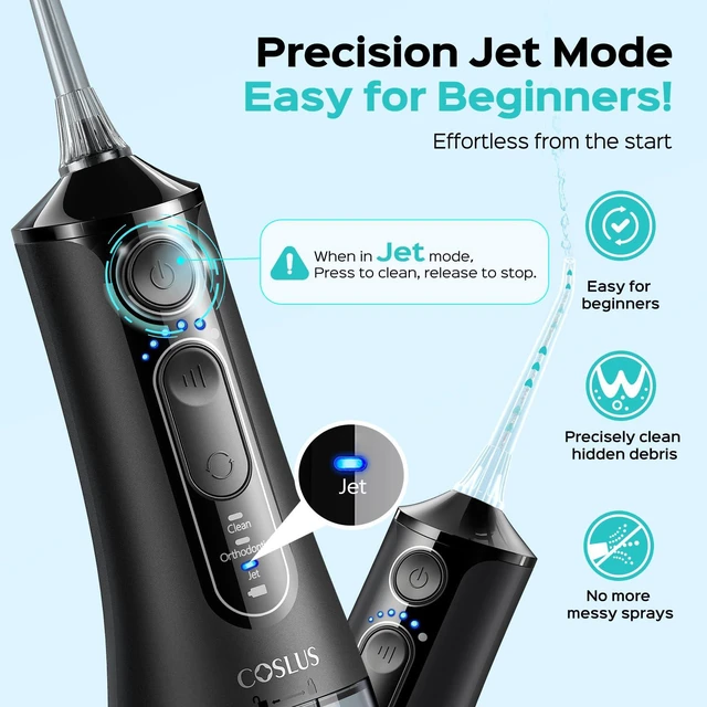 Alt view image 6 of 7 - ADA Accepted C51 Portable Water Flosser for Teeth: 3 Modes & 6 Pressure Settings with Jet Mode Water Dental Pick for Orthodontic, Braces, Sensitive Gums, Compact for Travel, for Multiple Users