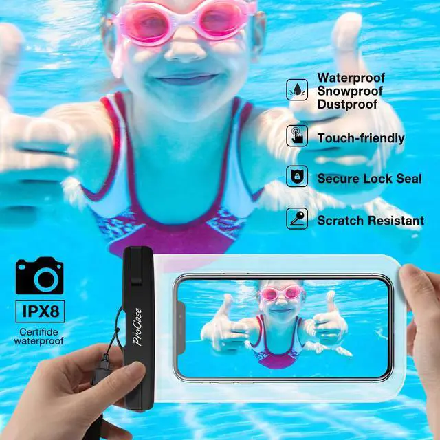 Alt view image 3 of 7 - 2 Pack Waterproof Phone Pouch, Underwater Phone Case Up to 7", Dry Bag for iPhone 17 Air 16 15 14 13 Pro Plus Max, Galaxy S24 S23 S22 Ultra Pixel, Beach Essentials -Clear & Green