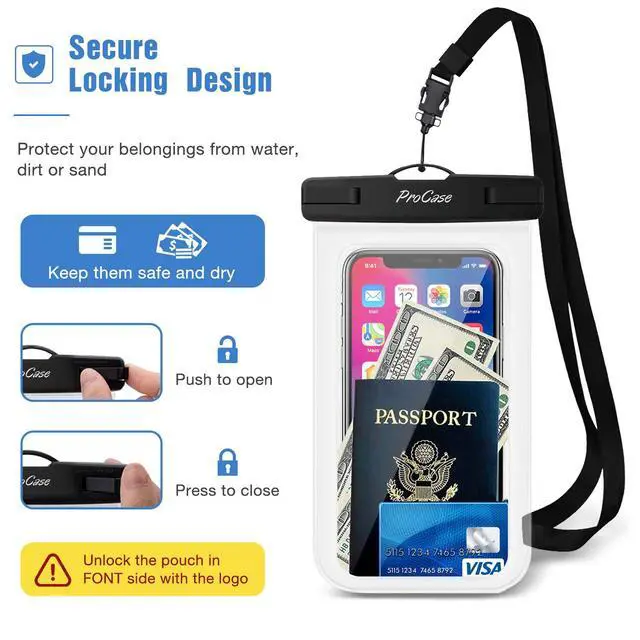 Alt view image 4 of 7 - 2 Pack Waterproof Phone Pouch, Underwater Phone Case Up to 7", Dry Bag for iPhone 17 Air 16 15 14 13 Pro Plus Max, Galaxy S24 S23 S22 Ultra Pixel, Beach Essentials -Clear & Green