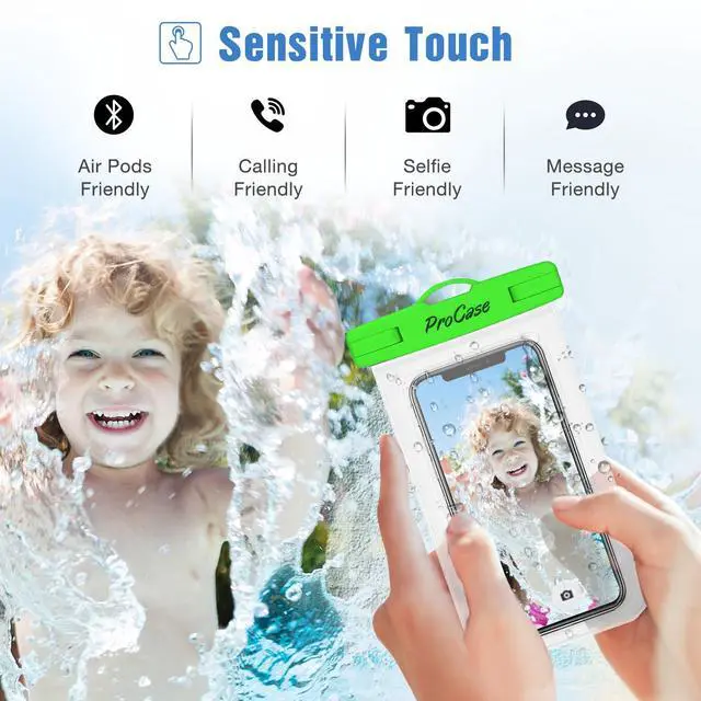 Alt view image 5 of 7 - 2 Pack Waterproof Phone Pouch, Underwater Phone Case Up to 7", Dry Bag for iPhone 17 Air 16 15 14 13 Pro Plus Max, Galaxy S24 S23 S22 Ultra Pixel, Beach Essentials -Clear & Green